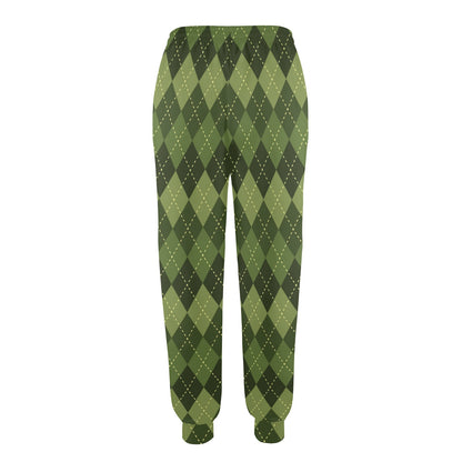 Argyle Green Pattern Print Design 01 Women's Casual Track Pants