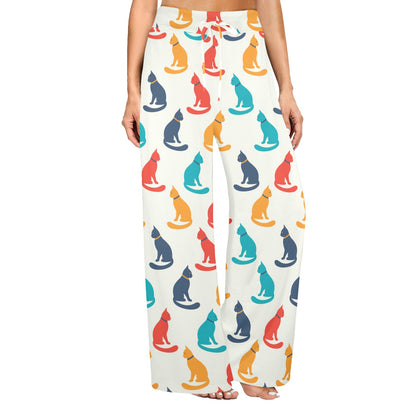 Cat Pattern Print Design 03 Women's Wide Leg Lounge Pants