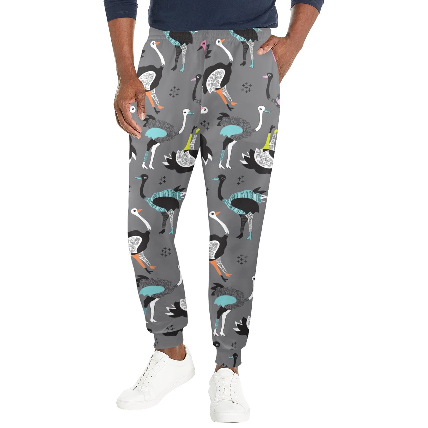 Ostrich Pattern Print Design 01 Men's Casual Track Pants