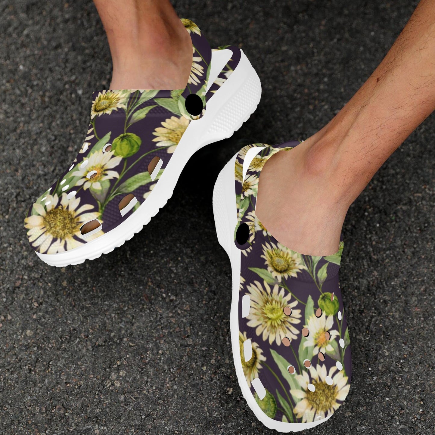 Daisy Vintage Print Pattern Unisex Clogs Shoes