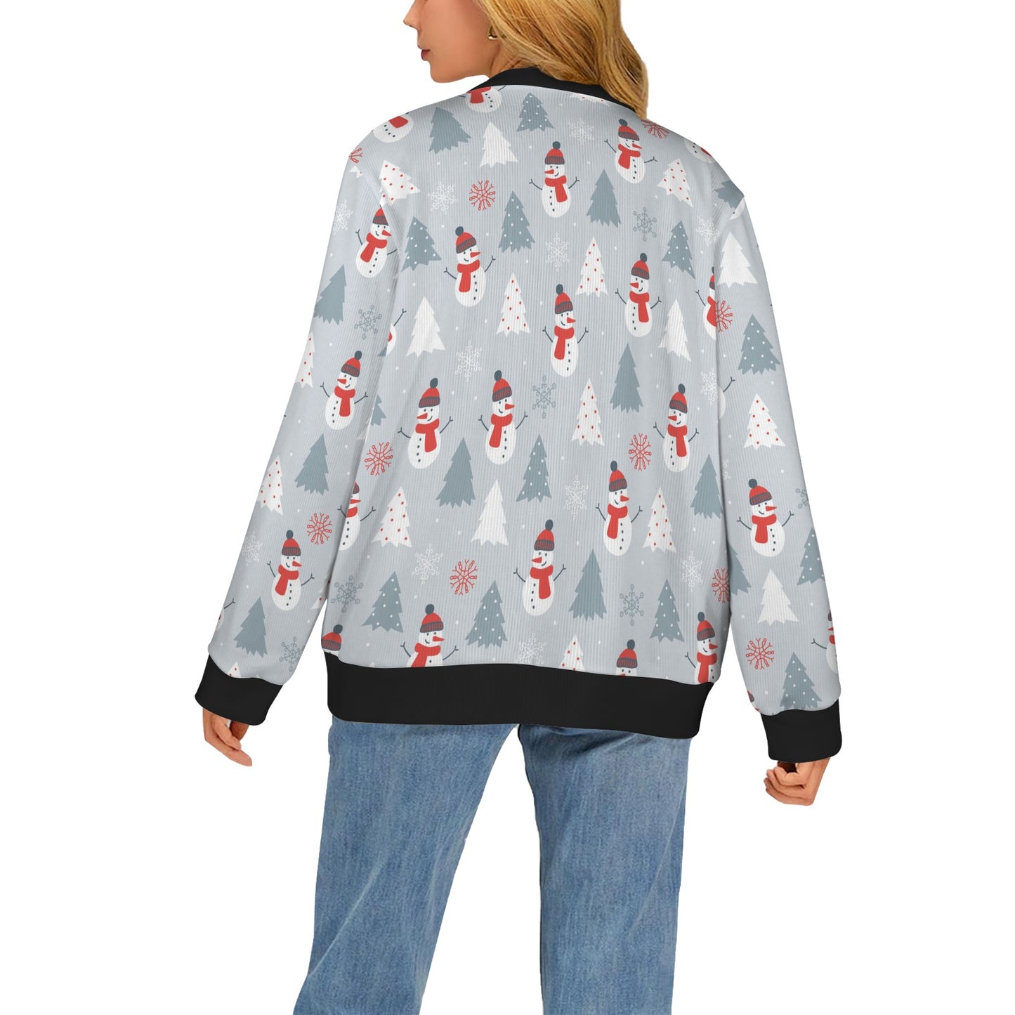 Snowman Print Design LKS302 Women's Cardigan