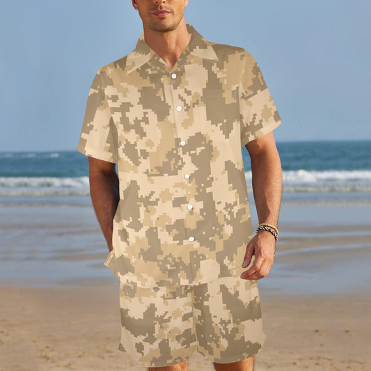 ACU Digital Desert Camouflage Men's Beach Shirt and Shorts Set