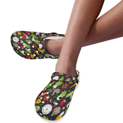 Vegan Pattern Themed Design Print Unisex Clogs Shoes