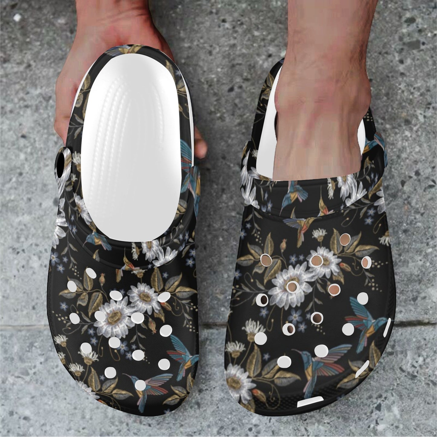Hummingbird with Embroidery Themed Print Unisex Clogs Shoes