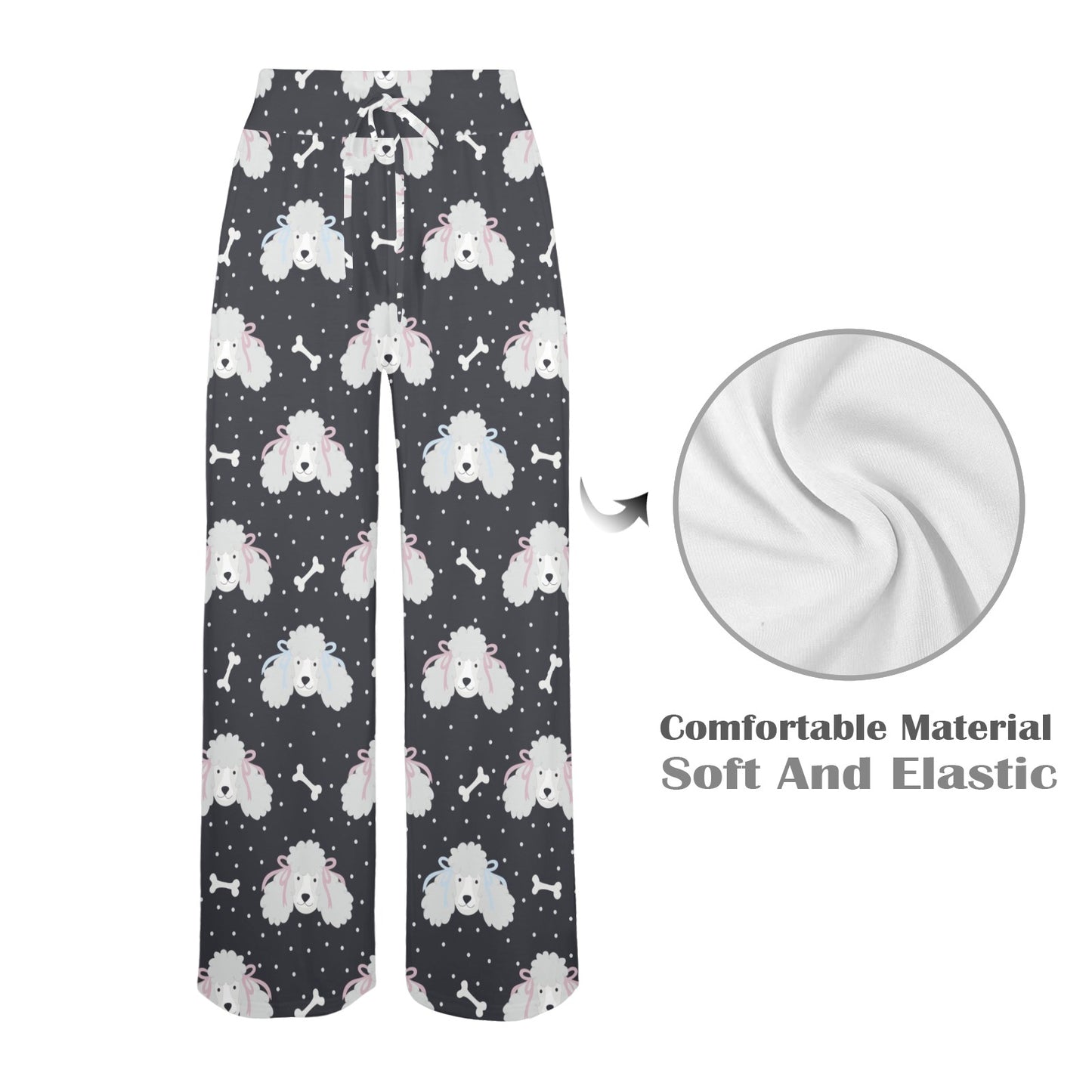 Poodle Pattern Print Design A03 Women's Wide Leg Lounge Pants