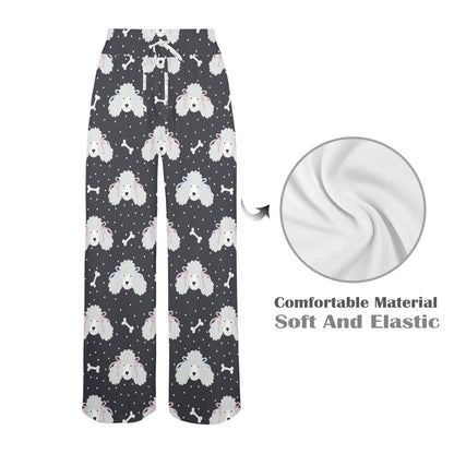 Poodle Pattern Print Design A03 Women's Wide Leg Lounge Pants