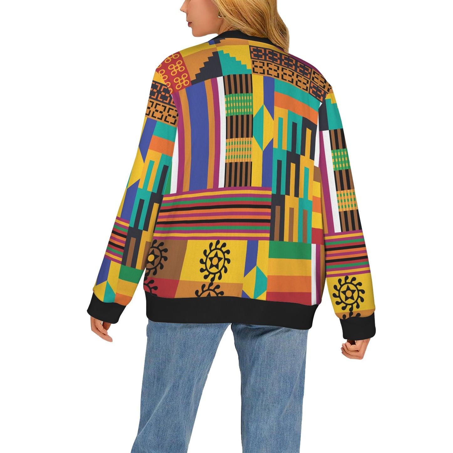 Kente Pattern Print Design 03 Women's Cardigan