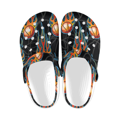 Basketball Fire Print Pattern Unisex Clogs Shoes