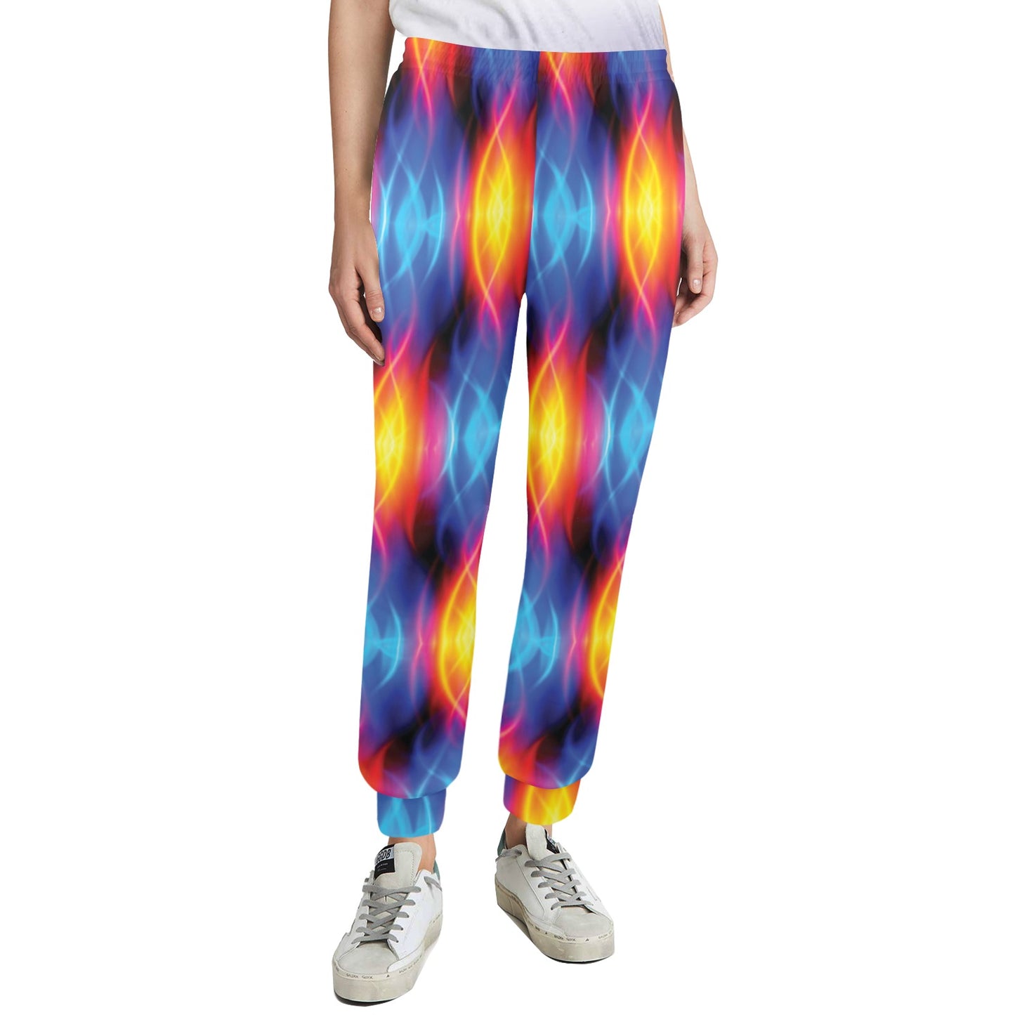 Flame Fire Blue Design Print Women's Casual Track Pants