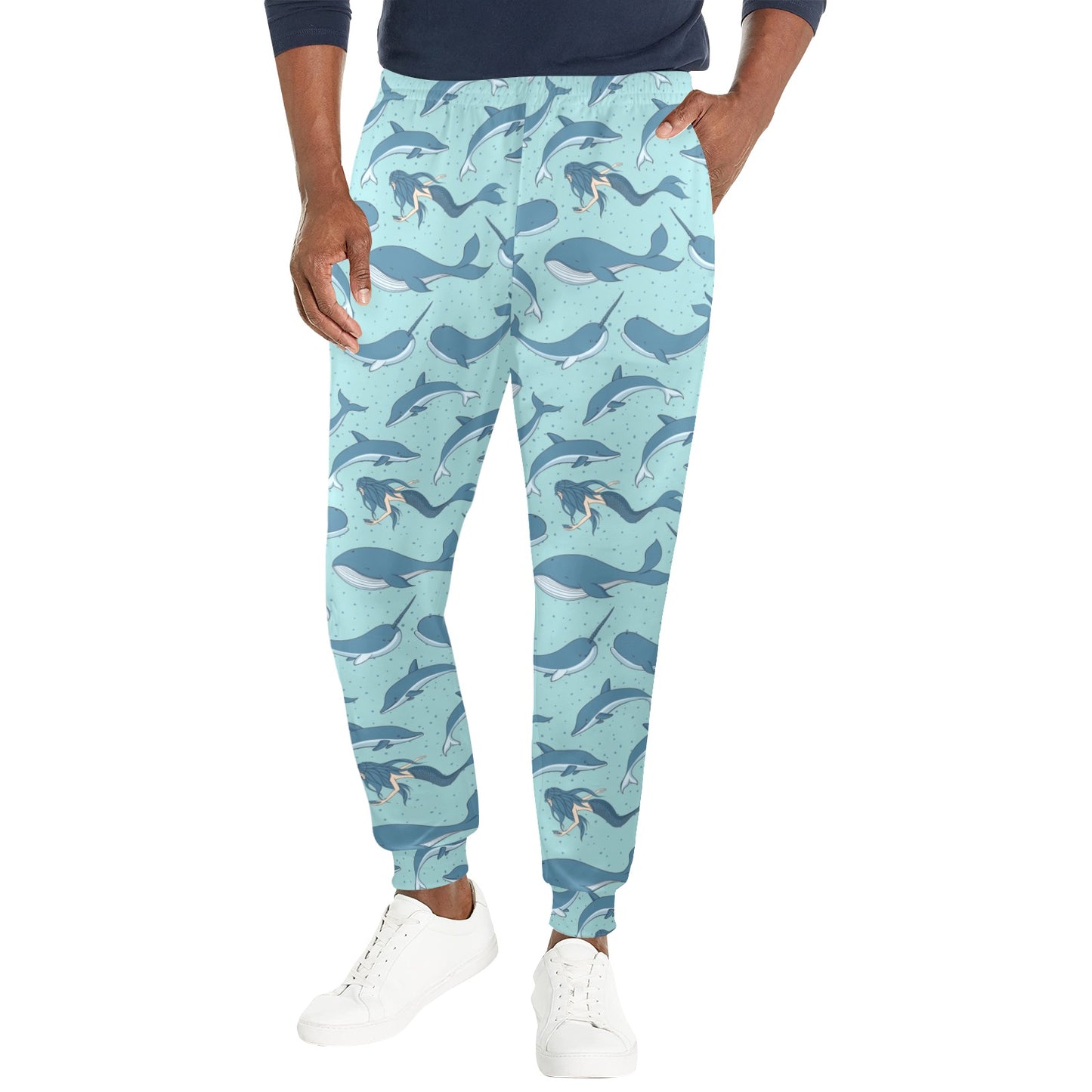 Narwhal Themed Print Men's Casual Track Pants