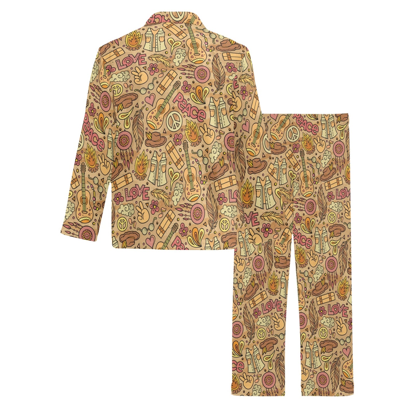 Hippie Print Design LKS305 Men's Long Pajama Set