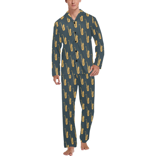 Saxophone Print Design LKS401 Men's Long Pajama Set