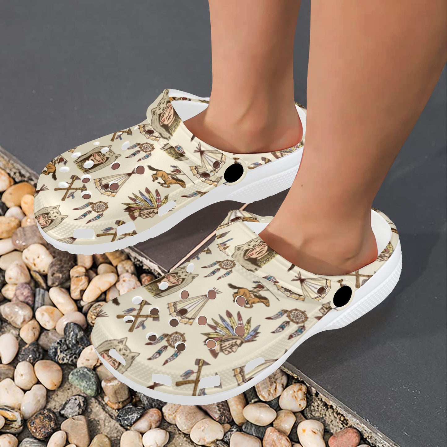 Native Indian Pattern Design Print Unisex Clogs Shoes
