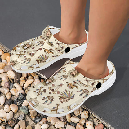 Native Indian Pattern Design Print Unisex Clogs Shoes