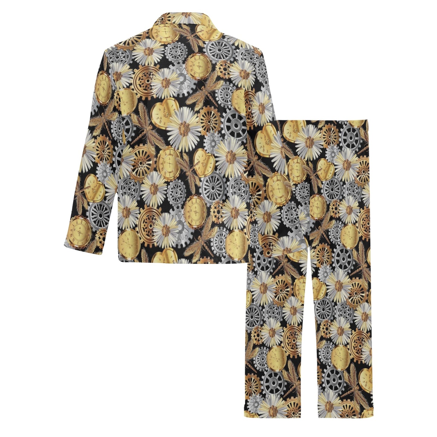 Steampunk Dragonfly Print Design LKS302 Men's Long Pajama Set