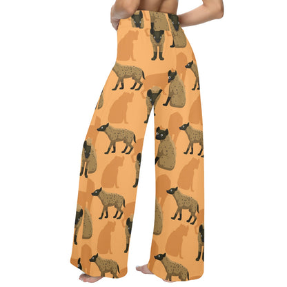 Hyena Pattern Print Design 01 Women's Wide Leg Lounge Pants