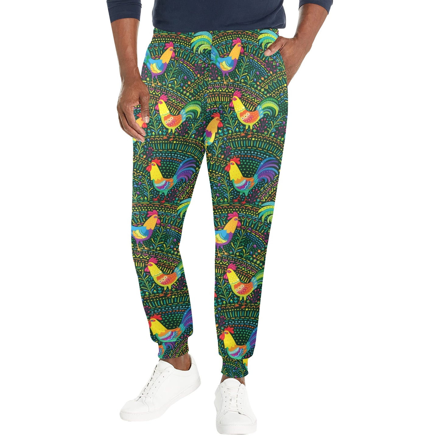 Rooster Pattern Print Design A01 Men's Casual Track Pants
