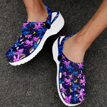 Palm Tree Night Scene Design Print Unisex Clogs Shoes