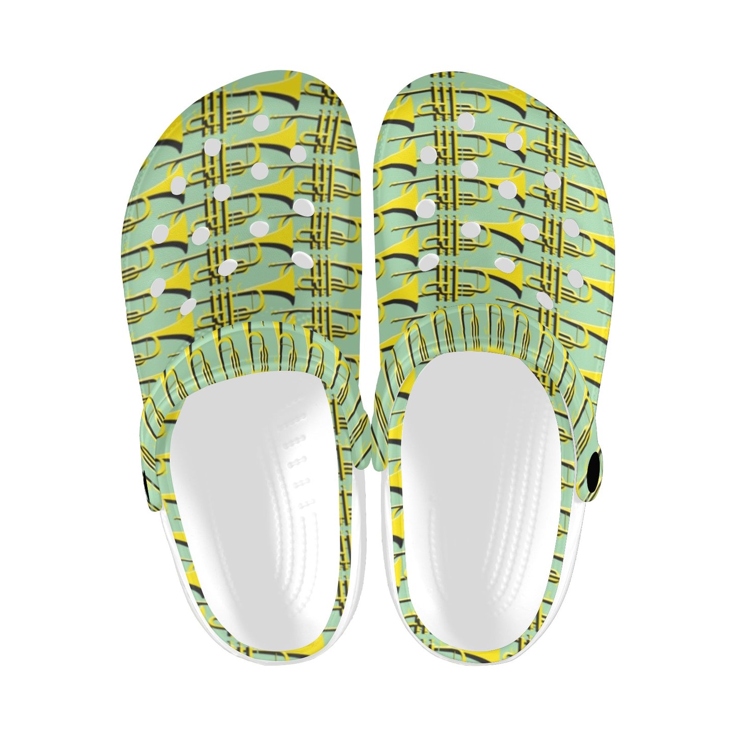 Trumpet Vintage Design Print Unisex Clogs Shoes