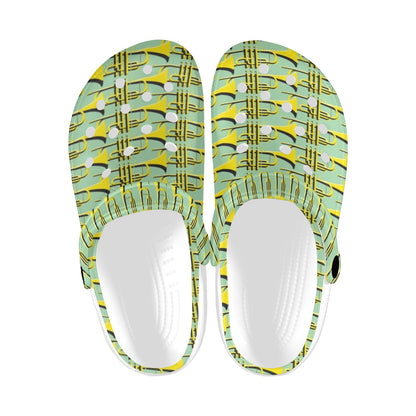 Trumpet Vintage Design Print Unisex Clogs Shoes