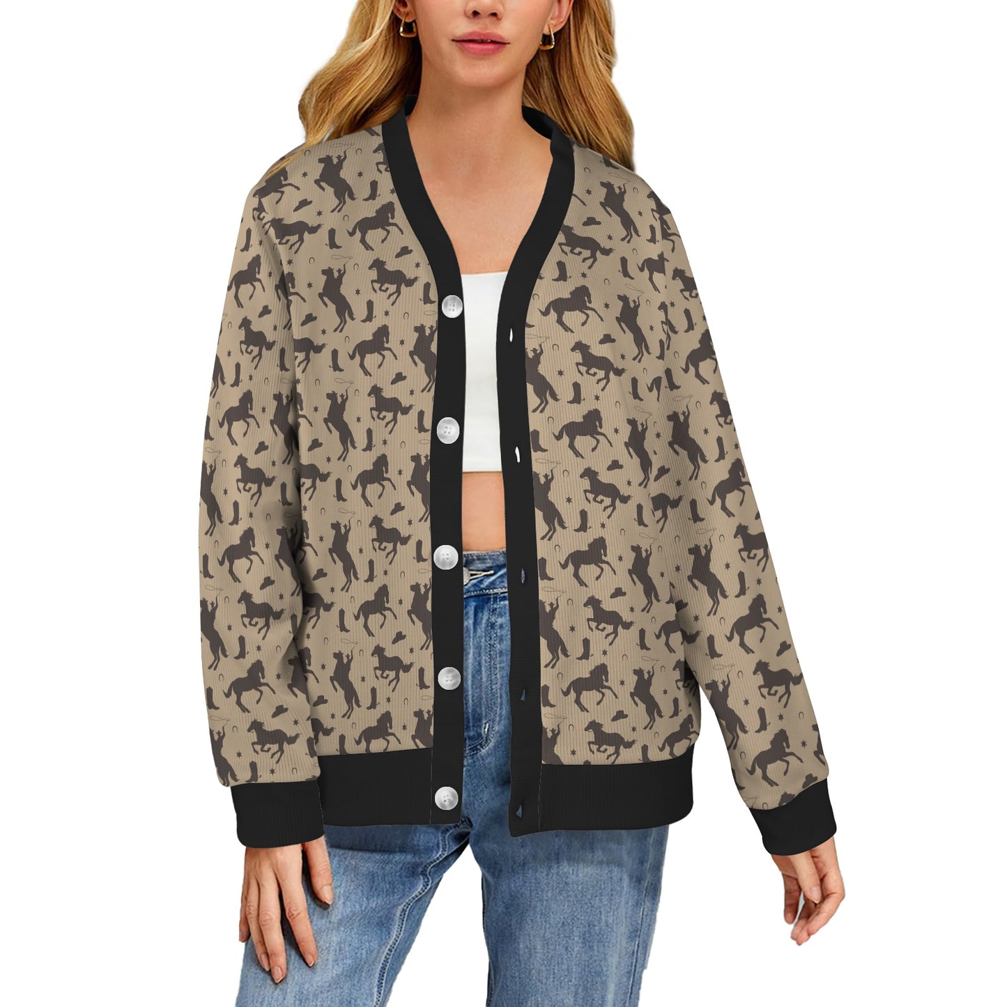 Cowboy Pattern Print Design 05 Women's Cardigan