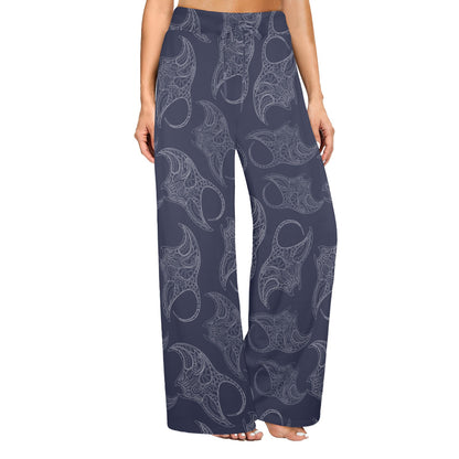 Manta Ray Pattern Print Design 01 Women's Wide Leg Lounge Pants