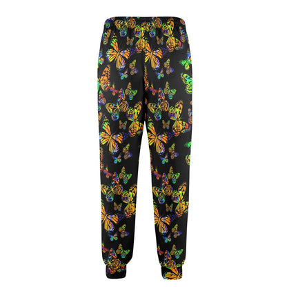Butterfly Neon Color Print Pattern Men's Casual Track Pants