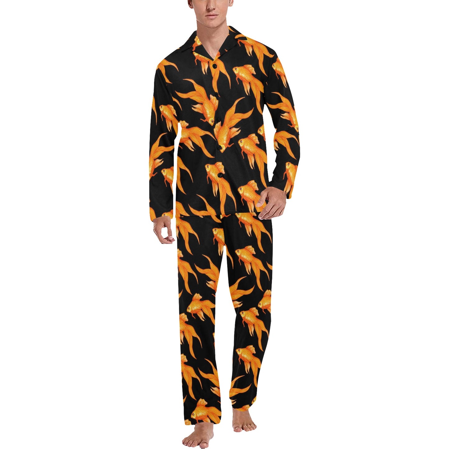 Goldfish Pattern Print Design 03 Men's Long Pajama Set