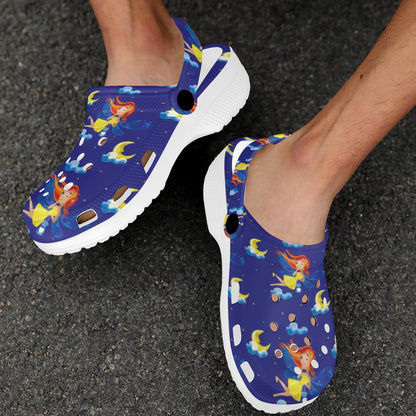 Fairy with Moon Print Pattern Unisex Clogs Shoes