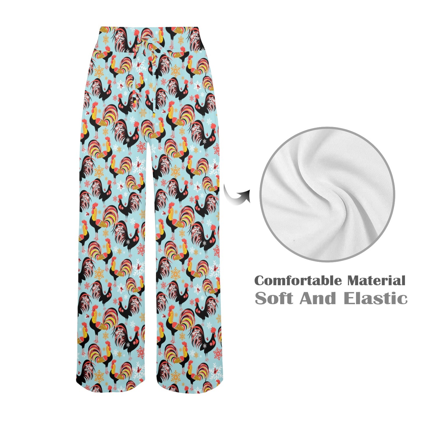 Rooster Themed Design Women's Wide Leg Lounge Pants
