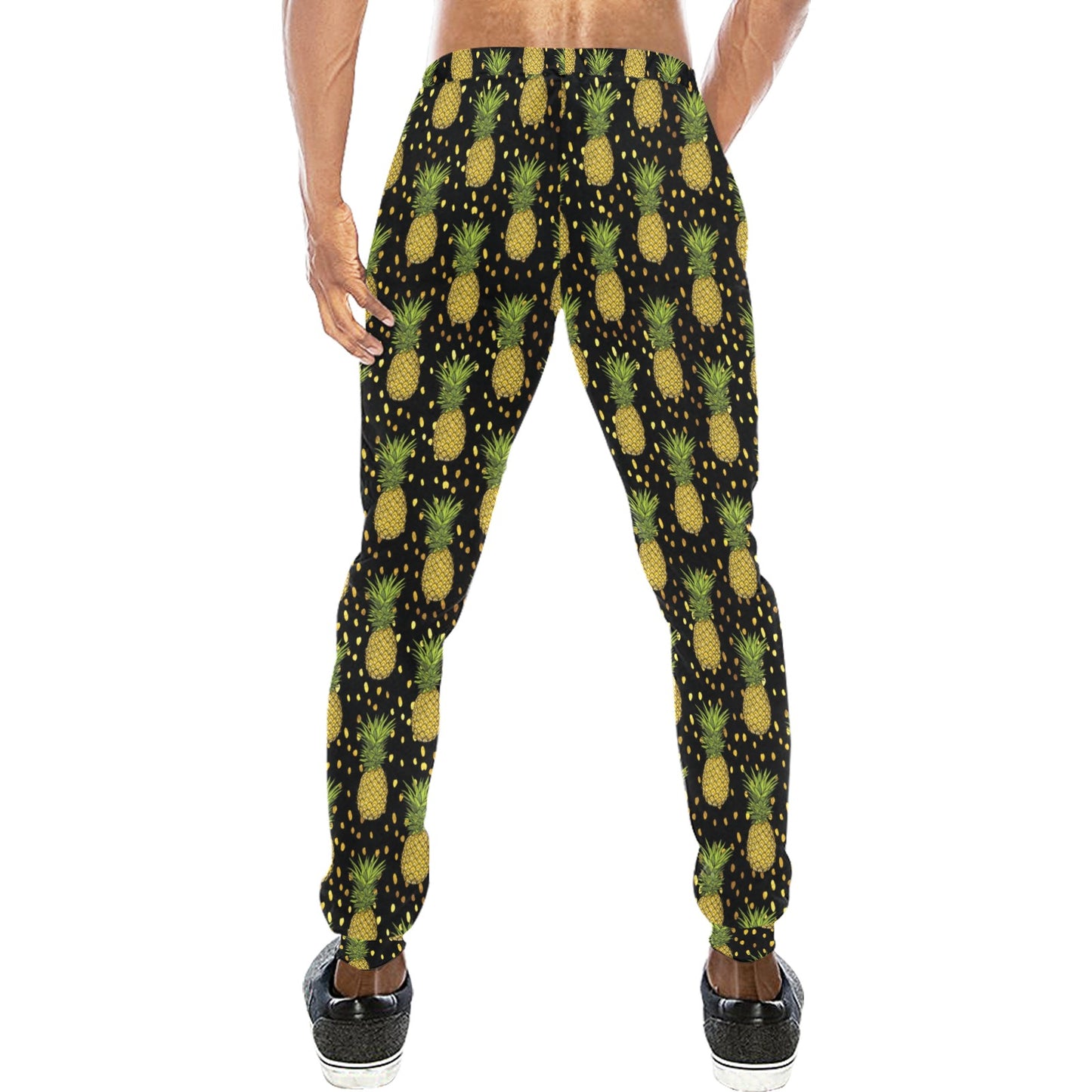 Pineapple Gold Dot Themed Print Men's Sweatpants