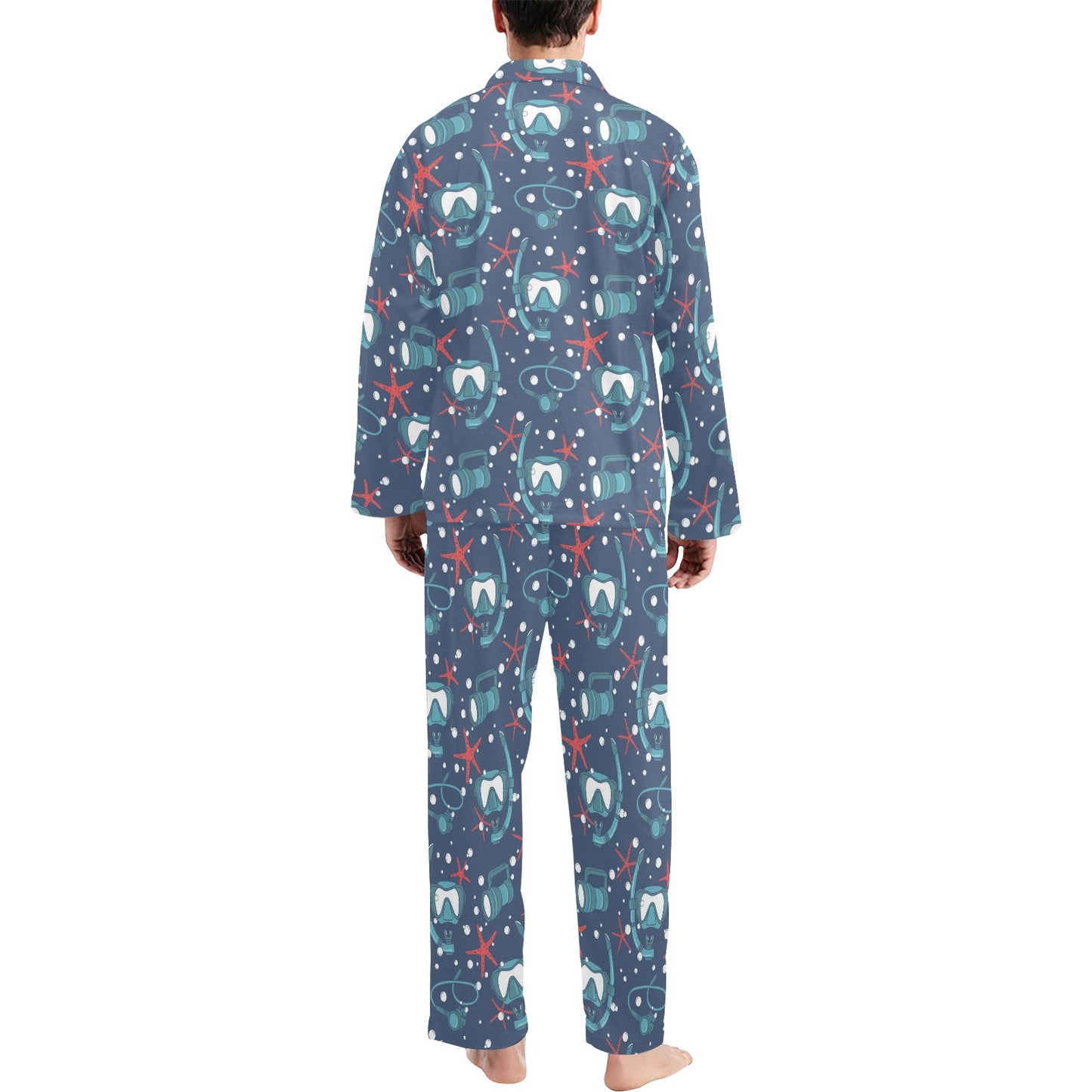 Scuba Equipment Print Design LKS302 Men's Long Pajama Set