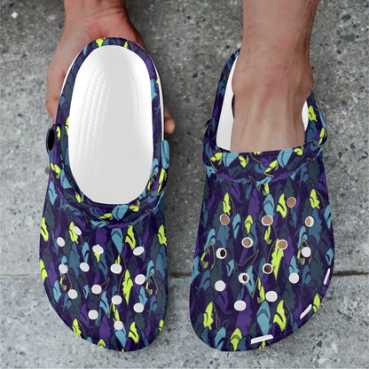 Shark Neon color Print Unisex Clogs Shoes