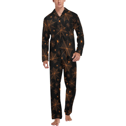Spider Web Print Design LKS306 Men's Long Pajama Set