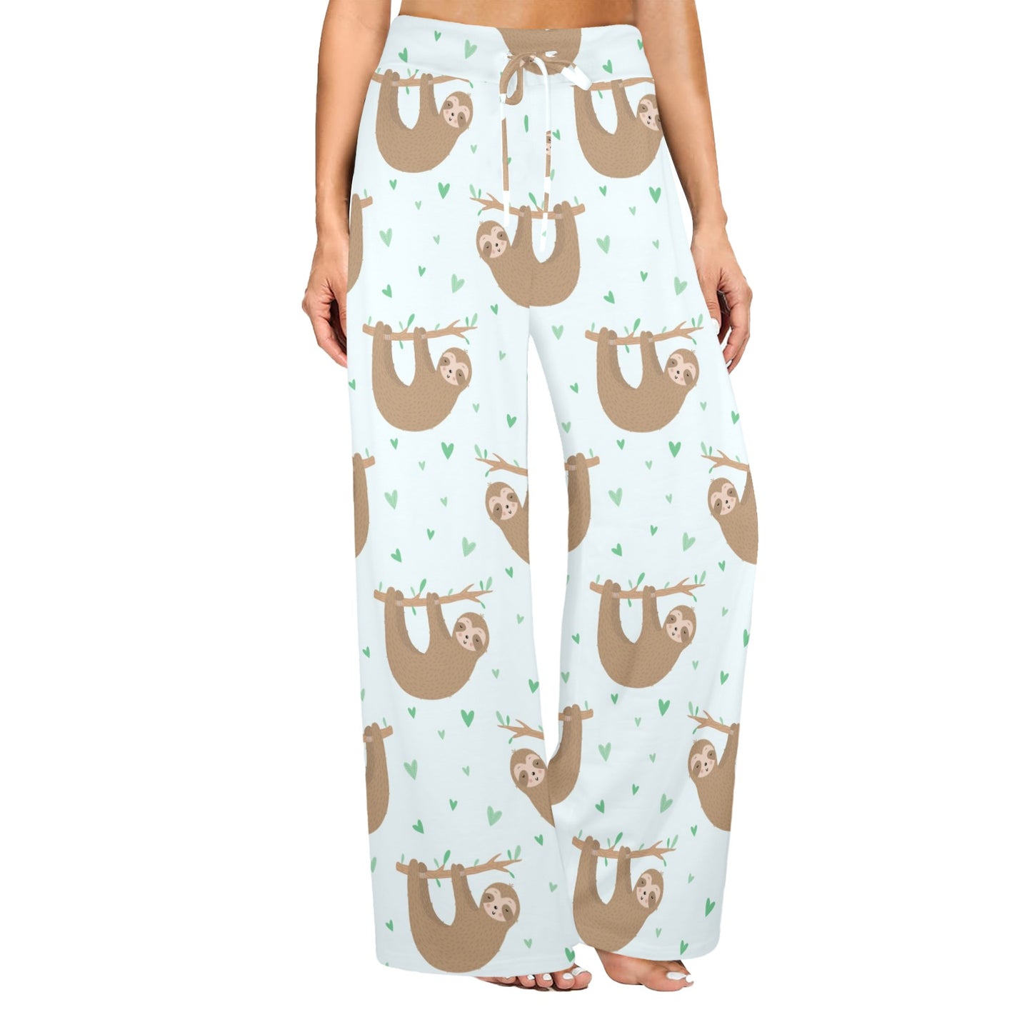 Sloth Print Design LKS308 Women's Wide Leg Lounge Pants