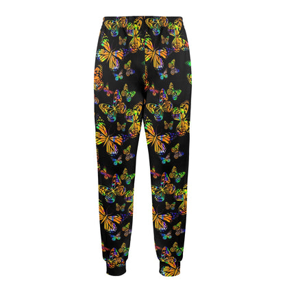 Butterfly Neon Color Print Pattern Men's Casual Track Pants