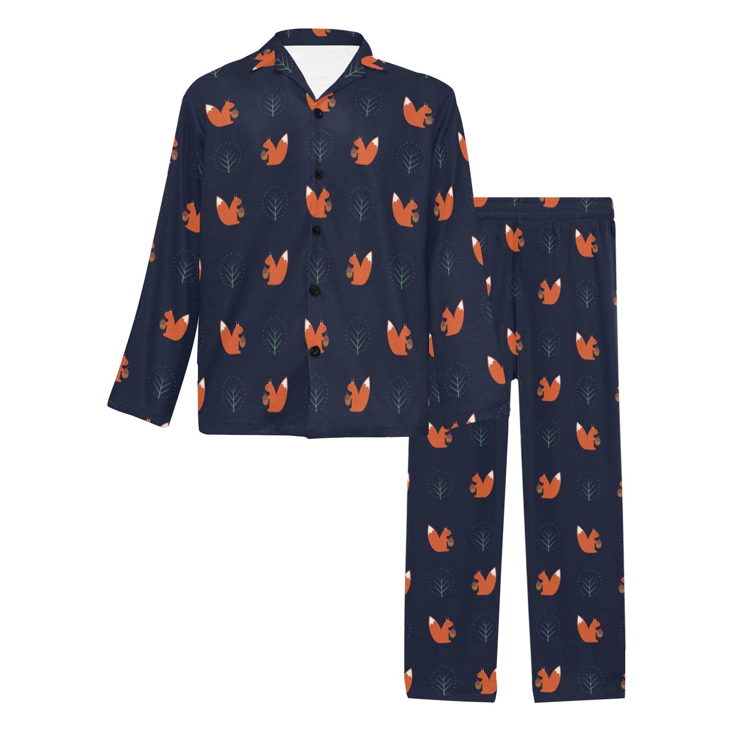 Squirrel Print Design LKS303 Men's Long Pajama Set