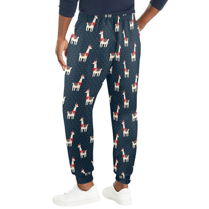 Llama with Polka Dot Themed Print Men's Casual Track Pants