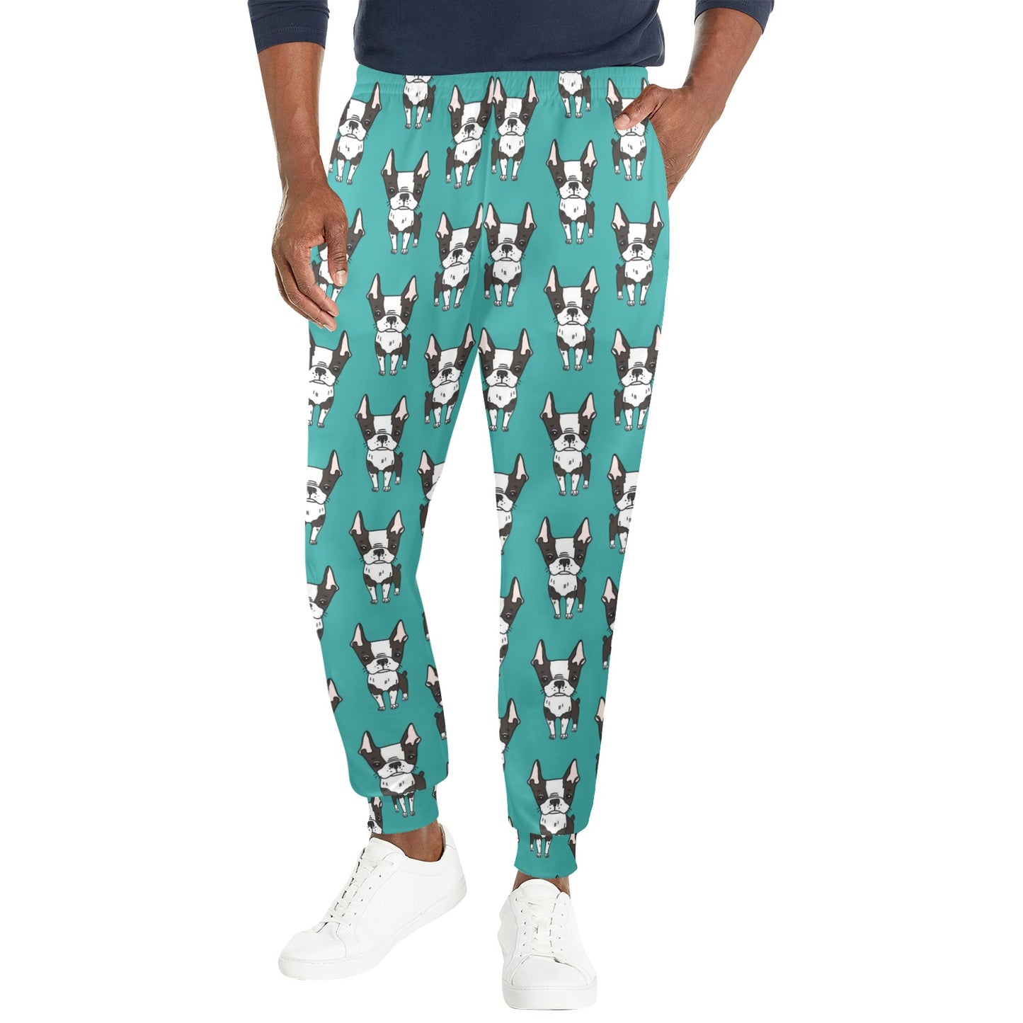 Boston Terrier Pattern Print Design 04 Men's Casual Track Pants