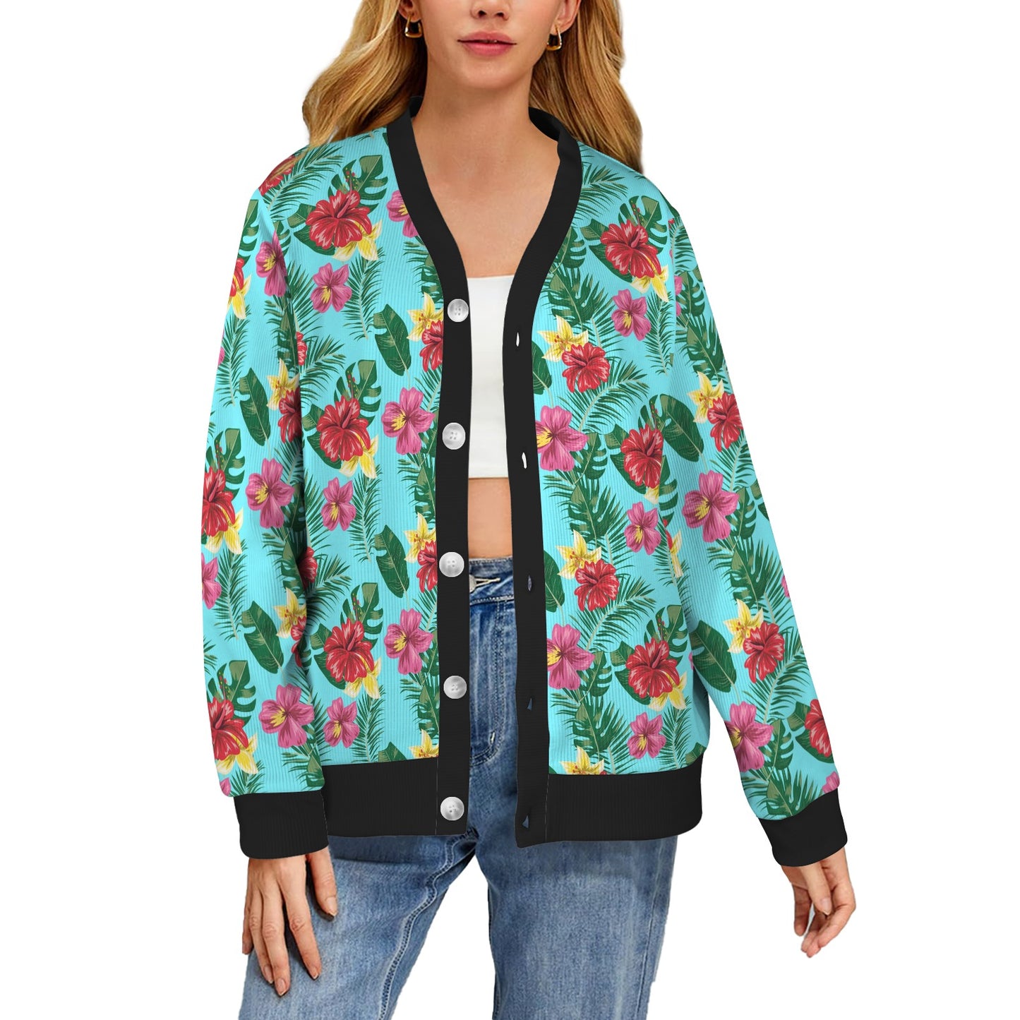 Hibiscus Hawaiian Flower Women's Cardigan