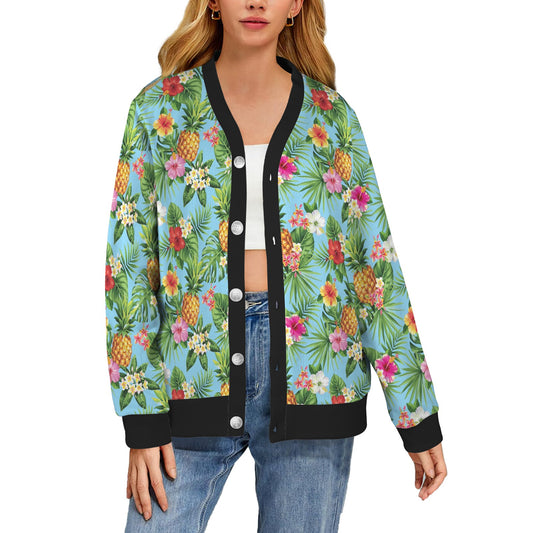 Pineapple Hawaiian flower Tropical Women's Cardigan