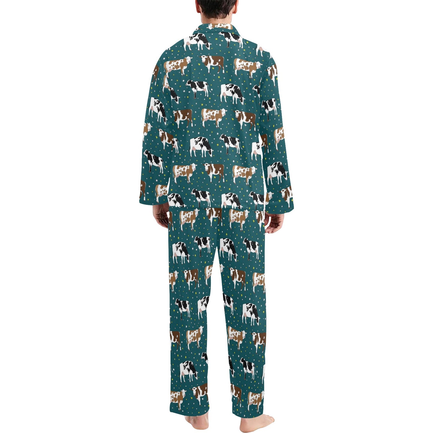 Cattle Print Design LKS404 Men's Long Pajama Set