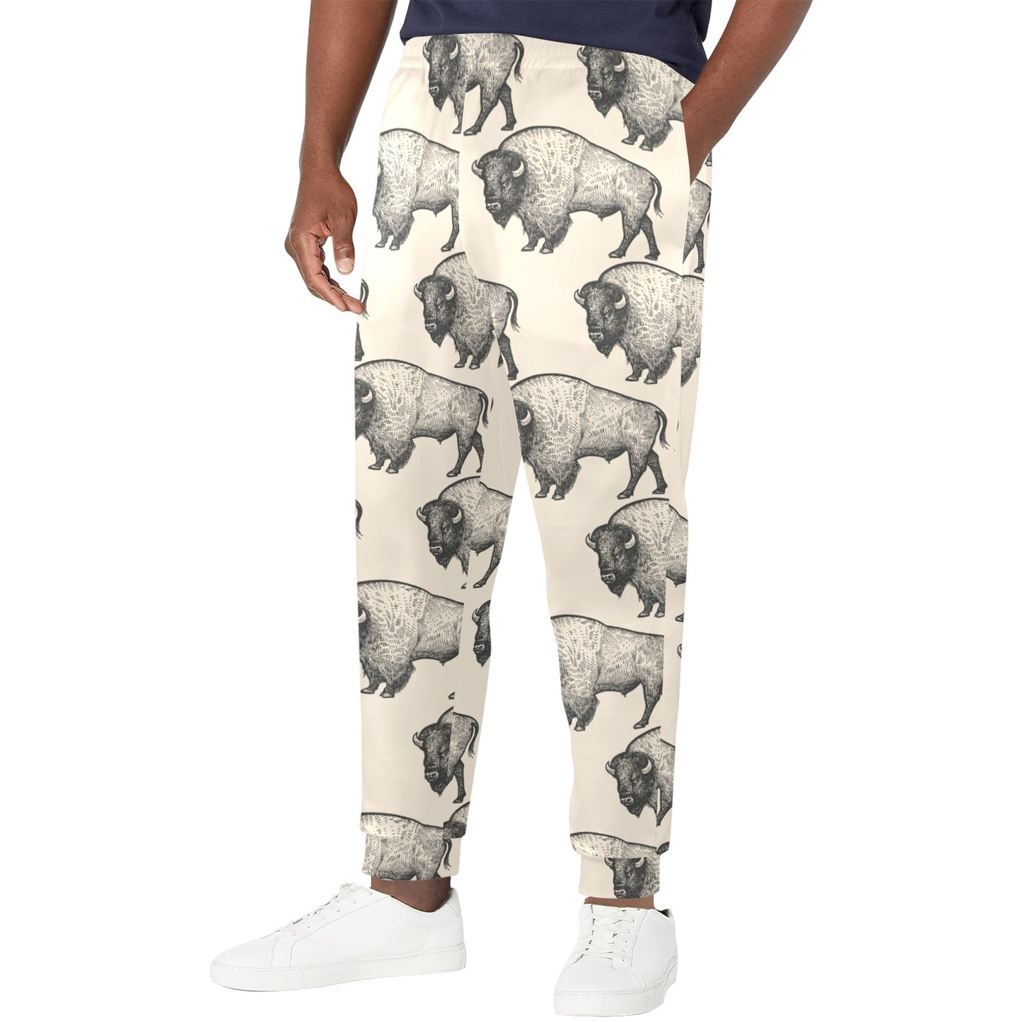 Bison Pattern Print Design 02 Men's Casual Track Pants