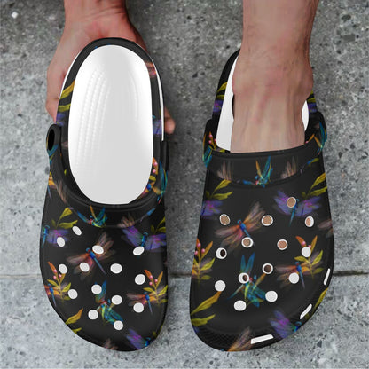 Dragonfly Colorful Realistic Print Unisex Clogs Shoes