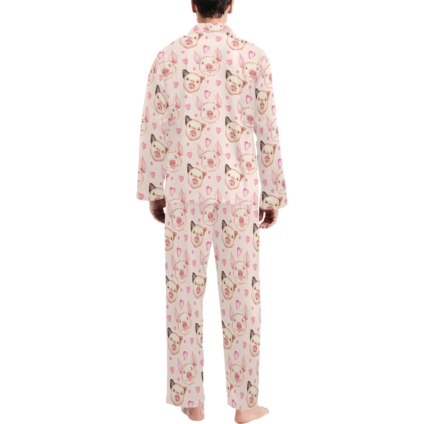 Pig Print Design LKS406 Men's Long Pajama Set