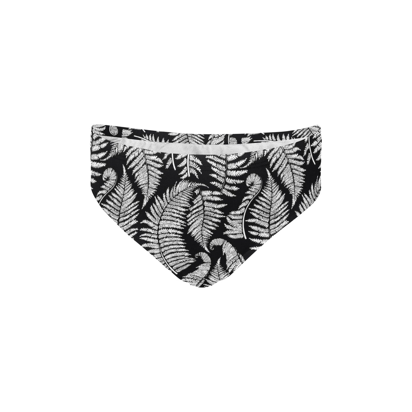 Fern Leave Black White Print Pattern Men's Swimming Briefs