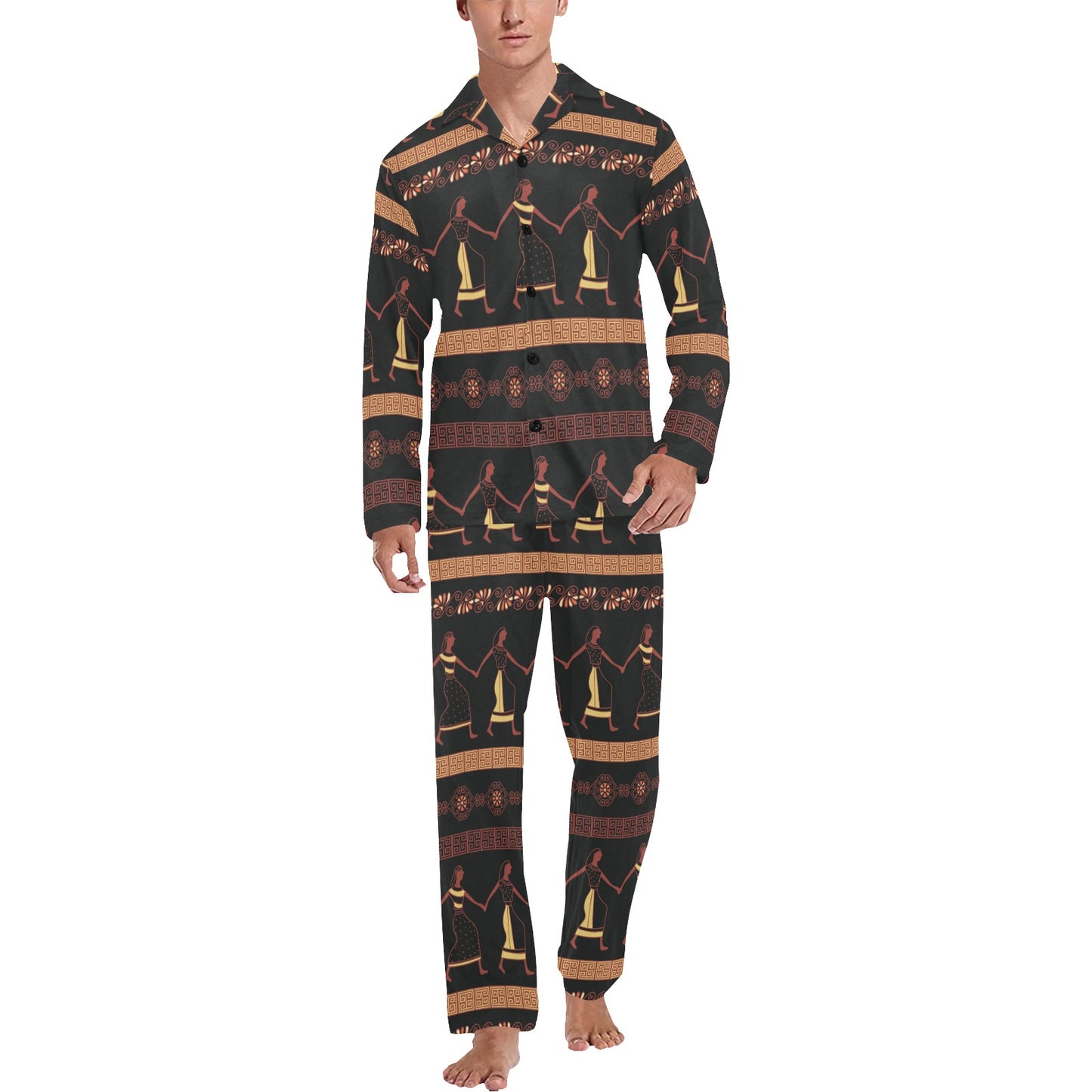 Ancient Greek Human Print Design LKS306 Men's Long Pajama Set
