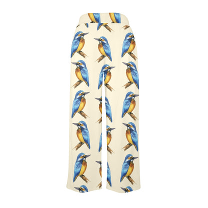 Kingfisher Pattern Print Design 01 Women's Wide Leg Lounge Pants