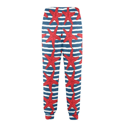 Starfish Red Pattern Print Design 02 Men's Casual Track Pants