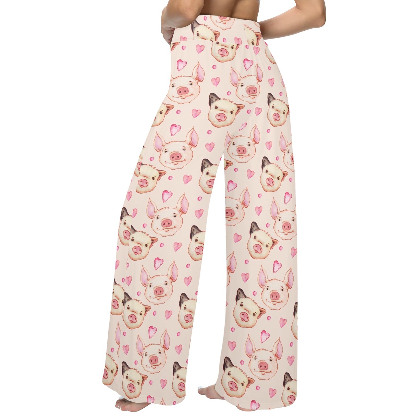 Pig Print Design LKS406 Women's Wide Leg Lounge Pants
